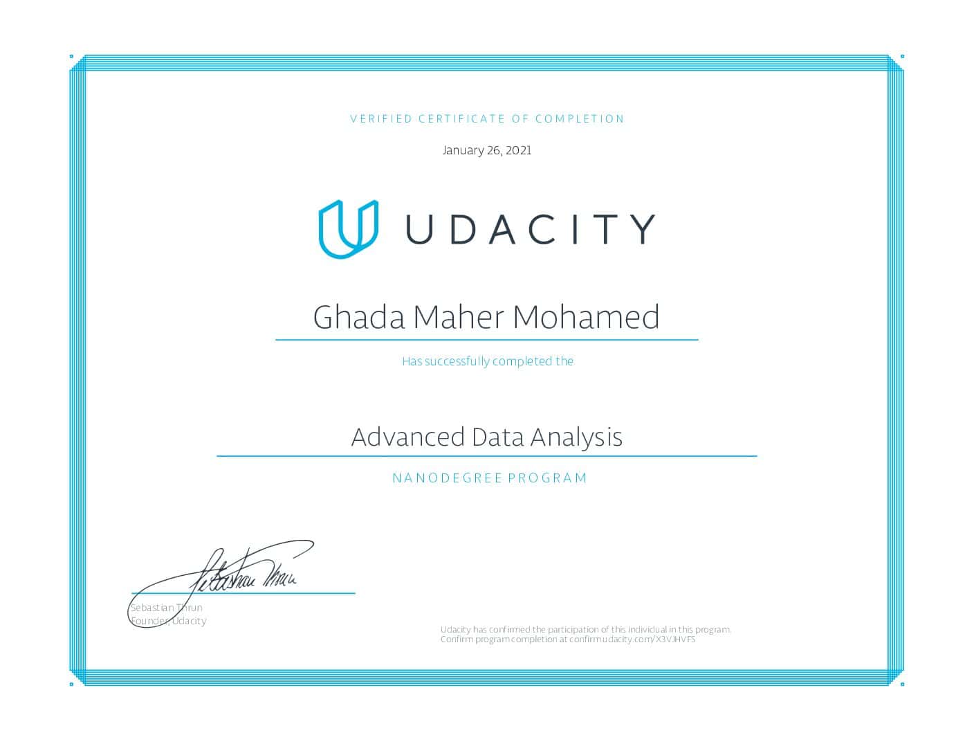 certificate for advanced data analysis